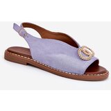 Boto Women's Sandals With Decoration On Flat Blue Heel Eco Suede Beige Ralisses | Shoptok.si
