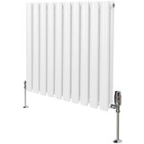 Monster ovalni stebričasti radiator in ventili – 600 mm x 600 mm – beli, (21569974) | Shoptok.si