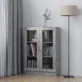 The Living Store Vitrina betonsko siva 82,5x30,5x115 cm iverna plošča - Vitrina, (21836789) | Shoptok.si