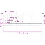  Vrtna ograda s vrhom koplja Čelik 537x175 cm Crna | shoptok.hr