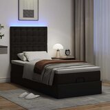 vidaXL Otomanski posteljni okvir z vzmetnico črn 80x200 cm um. usnje | Shoptok.si