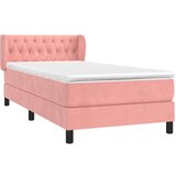 vidaXL Box spring postelja z vzmetnico roza 90x200 cm žamet | Shoptok.si