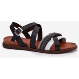 Sergio Leone Womens Flat Sandals With Straps Black | Shoptok.si