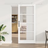 vidaXL Set drsnih vrat z opremo Bela 93x211 cm Trda borovina, Notranja vrata s steklom 'ORKDAL'Bela 93x211x4 cm Cene