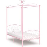  Posteljni okvir z ogrodjem za baldahin roza kovinski 100x200 cm | Shoptok.si