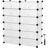 Songmics Prepleteno stojalo za čevlje, pravokotni organizator za shranjevanje, modularna polica DIY z 12 režami, 40 x 30 x 17 cm za vsak sedež, kovinska žičnata omara, bela LPC26W, (21313494) Cene