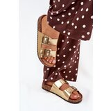 EVENTO Women's sandals on cork platform with buckles golden Vesina | Shoptok.si