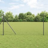 vidaXL Evropska Ograja z 13 Stebri 1x25 m Cinkano Jeklo Siva | Shoptok.si