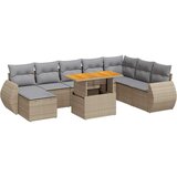 Maison Chic Seti vrtnega pohištva - Vrtna garnitura 9-delna z blazinami bež poli ratan, (21796121) | Shoptok.si