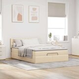  Otomanska postelja z vzmetnico krem 140x190 cm blago, (22011708) | Shoptok.si