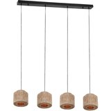 Trio Leuchten Japandi viseča svetilka črna z rjavo vrvjo 4-luči - Smilla | Shoptok.si
