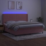  box spring s madracem LED ružičasti 200x200cm baršunasti | shoptok.hr