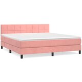  Box spring postelja z vzmetnico roza 160x200 cm žamet | Shoptok.si
