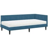 vidaXL Kotna postelja z vzmetnico z vzglavjem Modra 90 x 190 cm Žamet | Shoptok.si