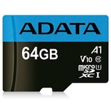 A-data Memorijska kartica UHS-I MicroSDXC 64GB class 10 + adapter AUSDX64GUICL10A1-RA1 | ePonuda.com