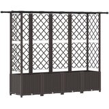 vidaXL Dvignjeno ležišče s trellisom in streho Rjava 203 x 40 x 138 cm, (5000287922) Cene