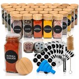 Deco Haus Komplet 36 kozarčkov za začimbe z bambusovimi pokrovčki – nalepke, lijak, krtačka, marker – kozarci za shranjevanje in doziranje 120 ml, 10,, (21299521) | Shoptok.si