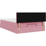  Otomanska postelja z vzmetnico & LEDs roza 140x200cm žamet | Shoptok.si