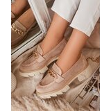 Resti Eco-suede moccasins with gold decoration in light brown Zaffix- Footwear | Shoptok.si