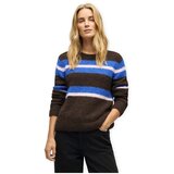 .OBJECT Puloverji Galia L/S Knit - Cocoa Brown/Blue/Pink Kostanjeva Cene
