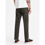 Ombre Men's REGULAR FIT chino pants with fine texture - dark green | shoptok.hr