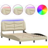  The Living Store Posteljni okvir z LED lučkami krem 140x190 cm tkanina - Posteljni Okvir, (21500012) | Shoptok.si