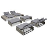 The Living Store Vrtna sedežna garnitura z blazinami 5-delna poli ratan siva - Vrtna Postelja, (21481613) | Shoptok.si