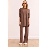 Olalook ženski set bluze i palazzo pantalona TKM-19000180, Taupe-Brown Cene