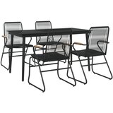  5-dijelni vrtni blagovaonski set od PVC ratana crni | shoptok.hr