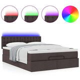  Otomanska postelja z vzmetnico & LEDs rjav 140x190 cm blago, (22011636) | Shoptok.si