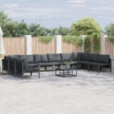 vidaXL Vrtna sedežna garnitura 11 pcs Antracitna Jeklo | Shoptok.si