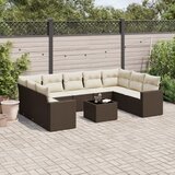 Maison Chic Seti vrtnega pohištva - Vrtna garnitura - Vrtni pohištvo set 10-delna z blazinami rjava poli ratan, (21815355) | Shoptok.si