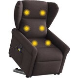 vidaXL Masažni naslanjač s funkcijo vstajanja temno rjavo blago, (21824573) | Shoptok.si