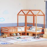 The Living Store Postelja in klop s streho voščeno rjava 90x190 cm borovina - Postelja In Klop, (21608302) | Shoptok.si
