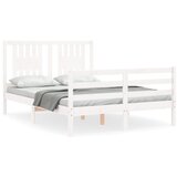 The Living Store Posteljni okvir z vzglavjem bel 120x200 cm trden les - Posteljni Okvir, (21530346) | Shoptok.si