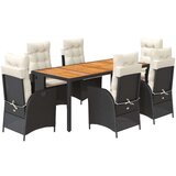  7-dijelni vrtni blagovaonski set s jastucima crni od poliratana | shoptok.hr