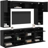 vidaXL Set omare za televizijo na steni z LED 6 pcs Črni Hrast - - črna - 92.49 - 197 x 30 x 60,5 cm - 2025--Uvoz_2 | Shoptok.si