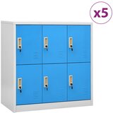  Ormarići s ključem 5 kom svjetlosivi/plavi 90x45x92,5 cm čelik Cijene