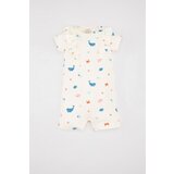 Defacto Baby Girl Newborn Sea Printed Ribbed Camisole Short Sleeve Jumpsuit | ePonuda.com