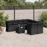 vidaXL 9-dijelni set vrtnih sofa s jastucima crni od poliratana Cijene