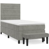 The Living Store Box spring postelja z vzmetnico svetlo siva 80x200 cm žamet - Box Spring Postelja, (21488629) | Shoptok.si