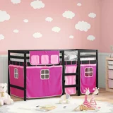  Dječji krevet na kat i zavjese ružičasti 80 x 200 cm borovina