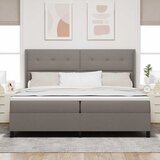 LED Box Spring Krevet Sivo-smeđa 200 x 200 cm tkanina | shoptok.hr