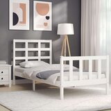  Okvir kreveta s uzglavljem bijeli 90 x 190 cm od masivnog drva | shoptok.hr
