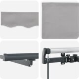 vidaXL Ročna retraktibilna tenda z LED svetlobo svetlo siva 450x350 cm, Tenda za zamenjavo blaga za okvir 4.5x3.5 m svetlo siva | Shoptok.si