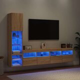 vidaXL 4-dijelni zidni TV elementi s LED svjetlima boja hrasta drveni | shoptok.hr