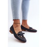 Boto Women's Navy Blue Cutout Ballerina Flats with Bow Nestavia | ePonuda.com