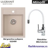  Granitna sudopera Ulgranit ULG400 (BEŽ) + fleksibilna slavina Minotti - SET | Eponuda.com