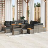 vidaXL 14-dijelni vrtni sofa set s jastučićima siva poli ratan akacija | shoptok.hr