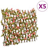  Proširiva rešetka od umjetnog bršljana 5 kom roza 180 x 60 cm | shoptok.hr